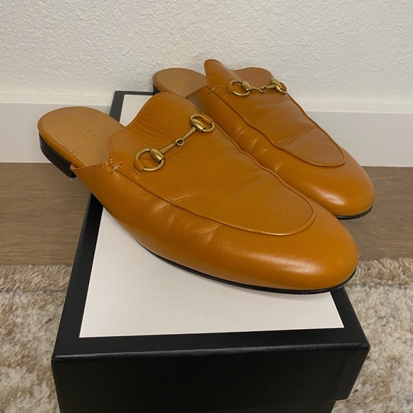 Gucci Camel Princeton Leather Horsebit Mules - Picture 3 of 5